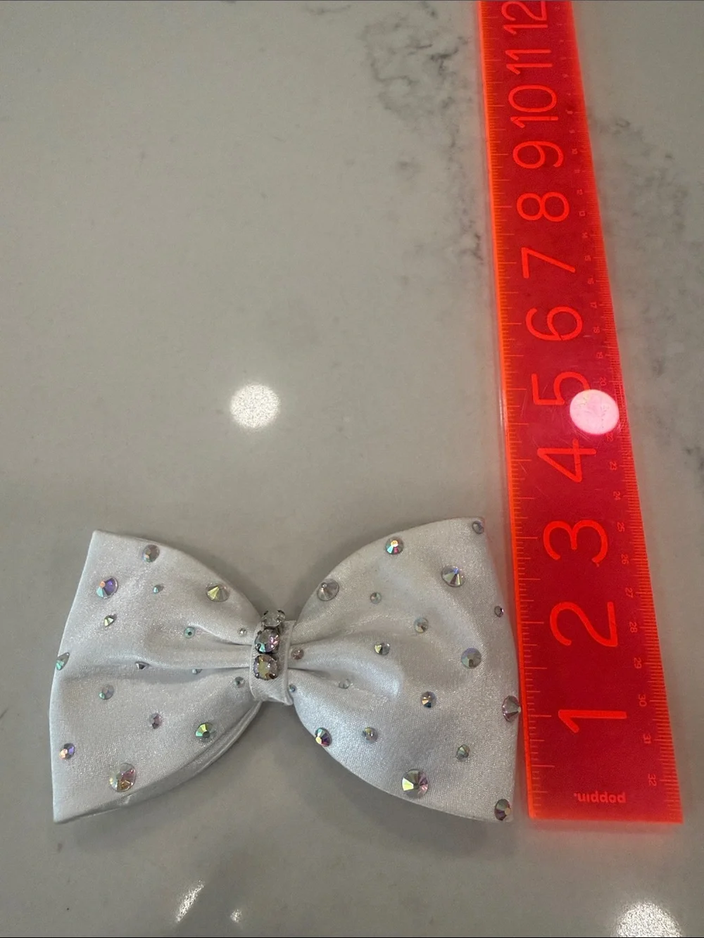 White Iridescent Crystal Bow Hair Clip by Bows of London